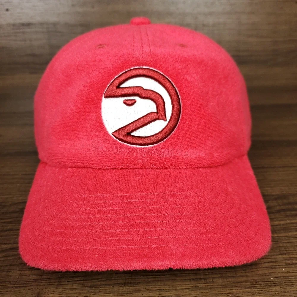 Atlanta Hawks Mitchell & Ness NBA Dad Cap Hat 3D Logo Red Terry‎ Fabric New
